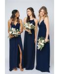  Simple Sheath/Column Spaghetti Straps Sleeveless Ruching Floor-length Long Chiffon Bridesmaid Dresses (with 3 Styles A/B/C)