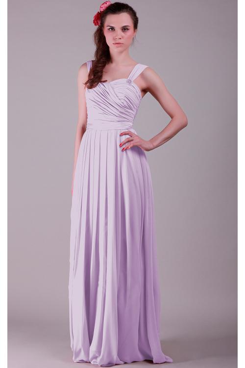 Chiffon Lace-up Sleeveless Natural Floor-length Bridesmaid Dresses