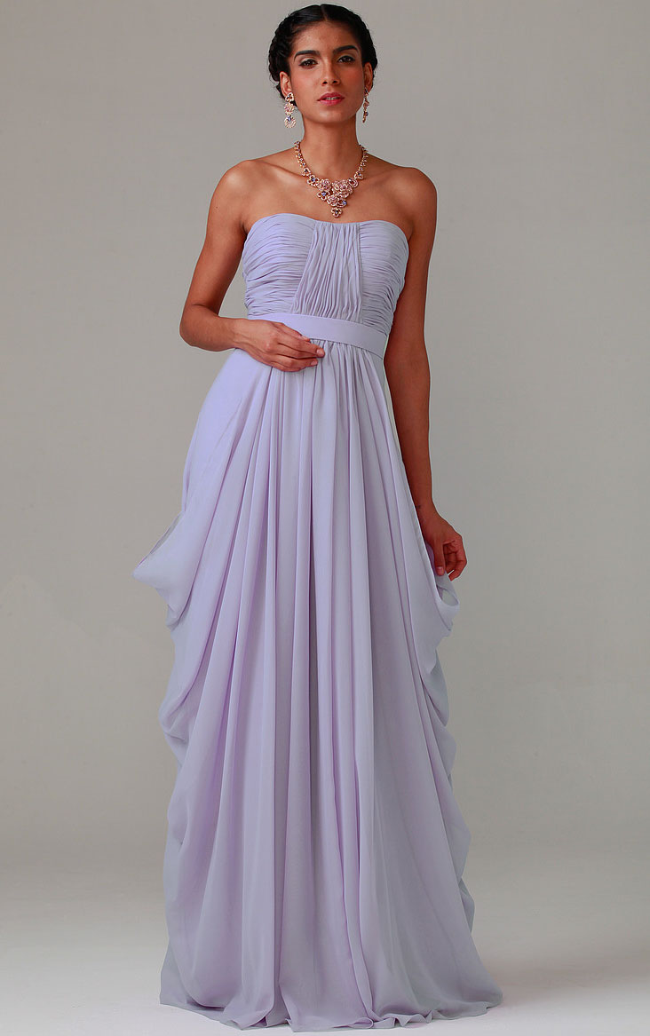 Zipper Chiffon Floor-length Strapless A-line Bridesmaid Dresses