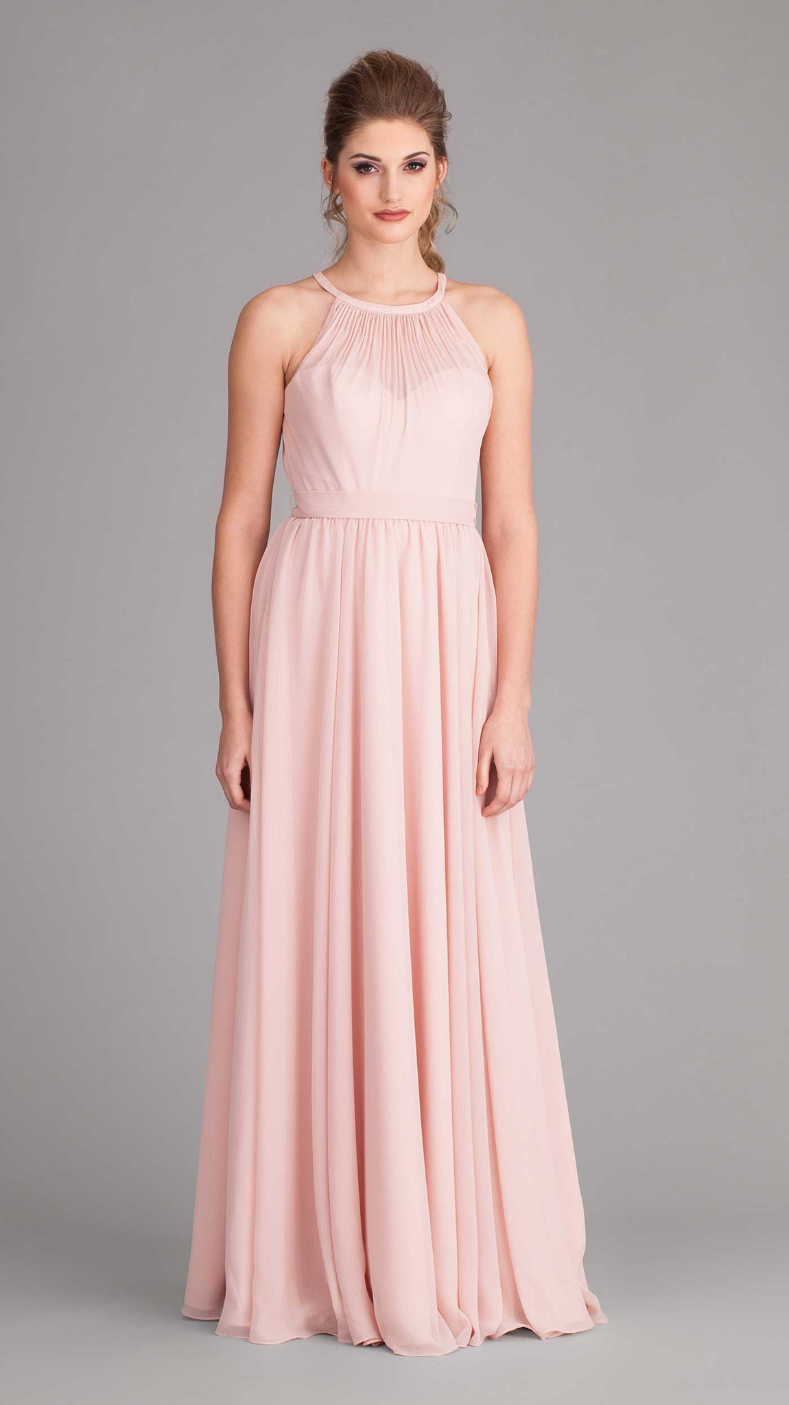 pink halter neck dress